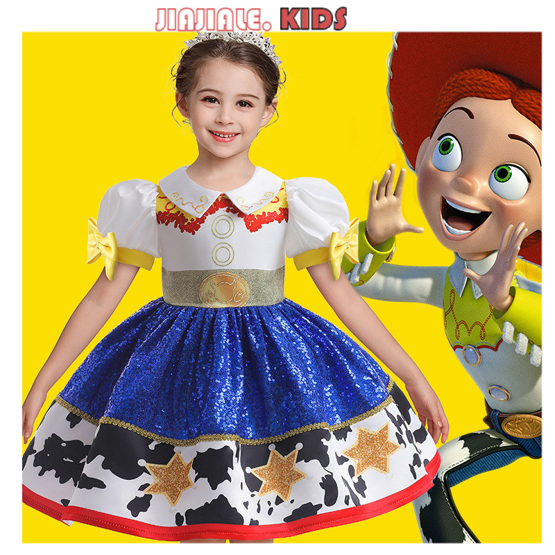 0.5-6yrs Kids Toy Story Jessie Patchwork Dress | ชุดคอสเพลย์ บล็อกสี ชุดปาร์ตี้เจ้าหญิงสําหรับเด็กผู