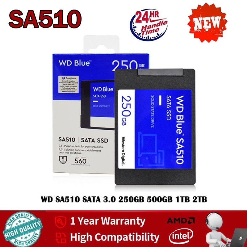 จัดส่งฟรีWD Blue SSD SA510 250G 500GB 1TB 2TB SATA III ไดรฟ์ Solid State ภายในสําหรับแล็ปท็อปเดสก์ท็