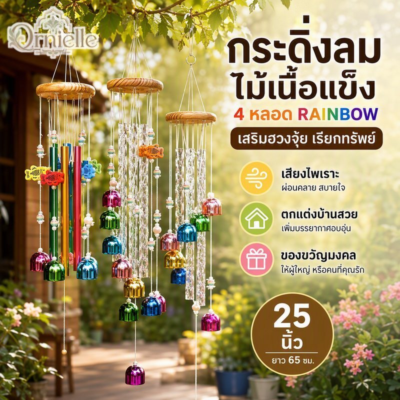 โลหะลมตีระฆังย้อนยุคแขวนมือถือ8หลอดหมุนออกแบบไม้เนื้อแข็งตกแต่งบ้านของขวัญ