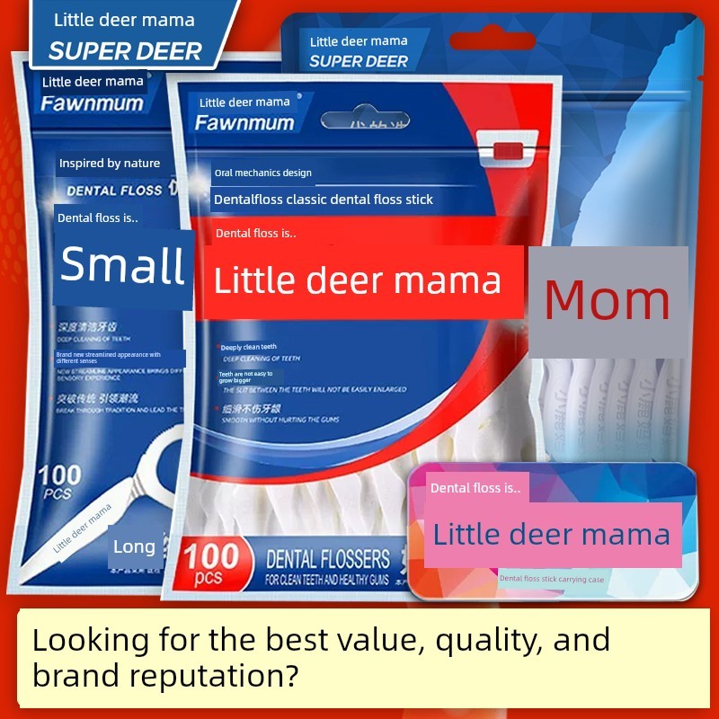 ไหมขัดฟัน dental floss Mama Deer Floss Family Pack Classic Ultra-Fine Portable Floss Pick Safe Smoot