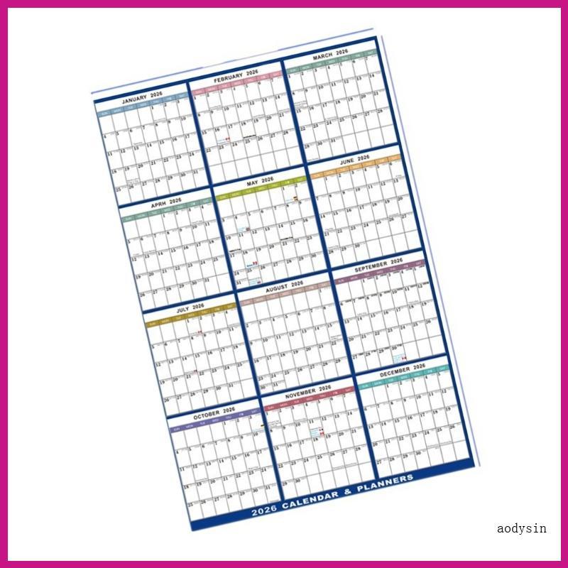 (ส่วนลดสูง)aodysin.th 2026 Full Year Calendar Wall Planner ปฏิทินลบได้แบบใช้ซ้ําได้ Yearly Planner