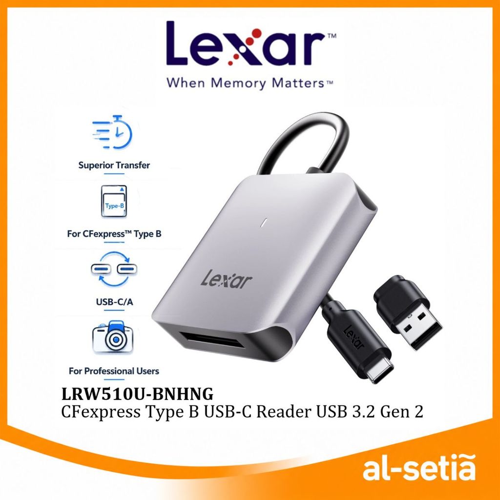 Lexar RW510 CFexpress Type B USB-C Reader การ์ดหน่วยความจําความเร็วสูง USB-A อะแดปเตอร์ - แล็ปท็อป
