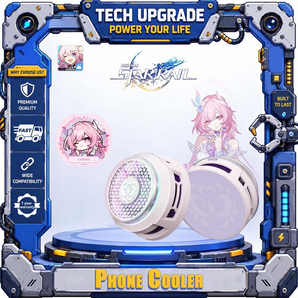 MIHOYO Honkai: Star Rail Cyrene Magnetic Phone Cooler 30W Semiconductor Cooling สมาร์ทควบคุมอุณหภูมิ 4.0 RGB Light Effect Anti-Condensation สําหรับมือถือ