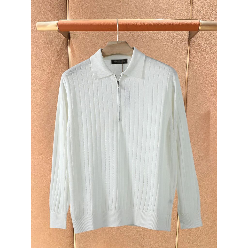 I4HG Italian LP Old Money New Aristocracy Simple Fashion Half-Zip Business Casual POLO Men's long-sl