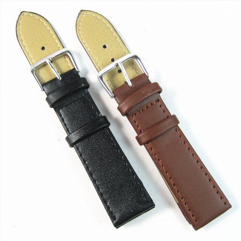 สายหนัง Pin Buckle สายนาฬิกาสีดําสีน้ําตาล 12MM14mm16mm18mm20mm