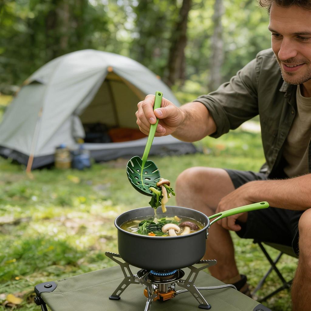 ขนาดใหญ่ Slotted ช้อน Monstera Leaf รูป Ladle เครื่องครัว 11.81 นิ้ว Skimmer ช้อนสําหรับ Home Kitche