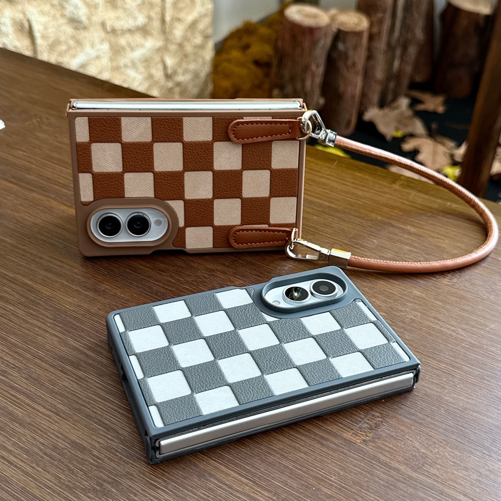 SAMSUNG ลายสก๊อต ปู่ หนังสายรัดข้อมือเคสโทรศัพท์สําหรับ ซัมซุง กาแลคซี Z พับ 8 พิเศษ 7 6 5 4 3 ป้องกันฝาครอบกันกระแท