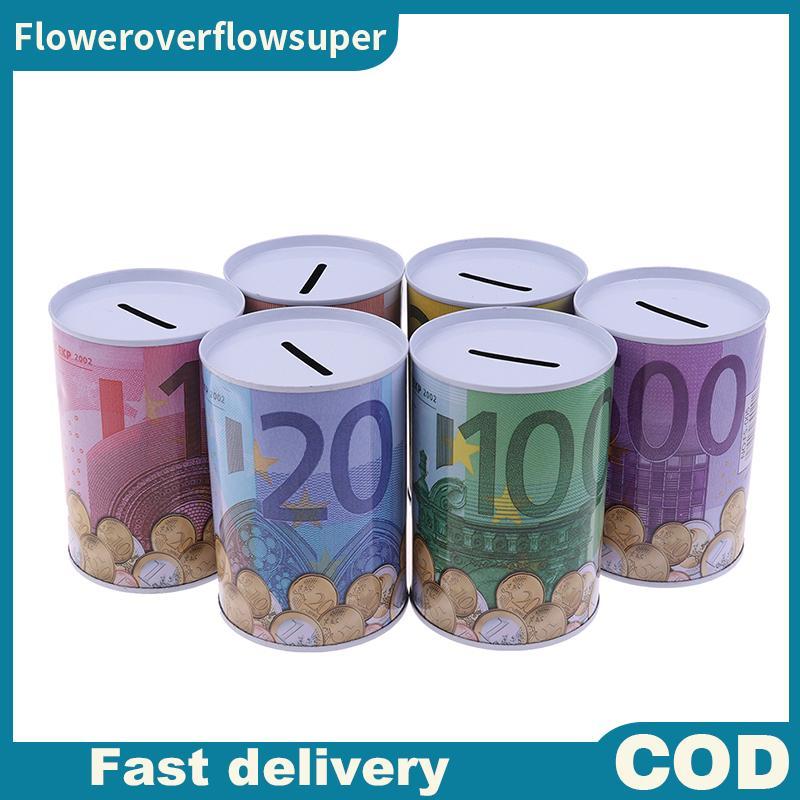 FSMY Euro Dollar เงินกล่องปลอดภัยกระบอก Piggy Bank Bank สําหรับเหรียญกล่องฝาก Jelly