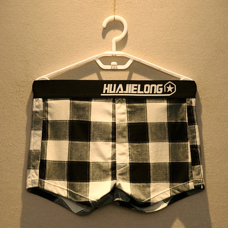 Street Wear Cotton Mens Underwear Mens Loose Plaid Boxer Briefs Summer Arrow Underwear U Pouch Boxer