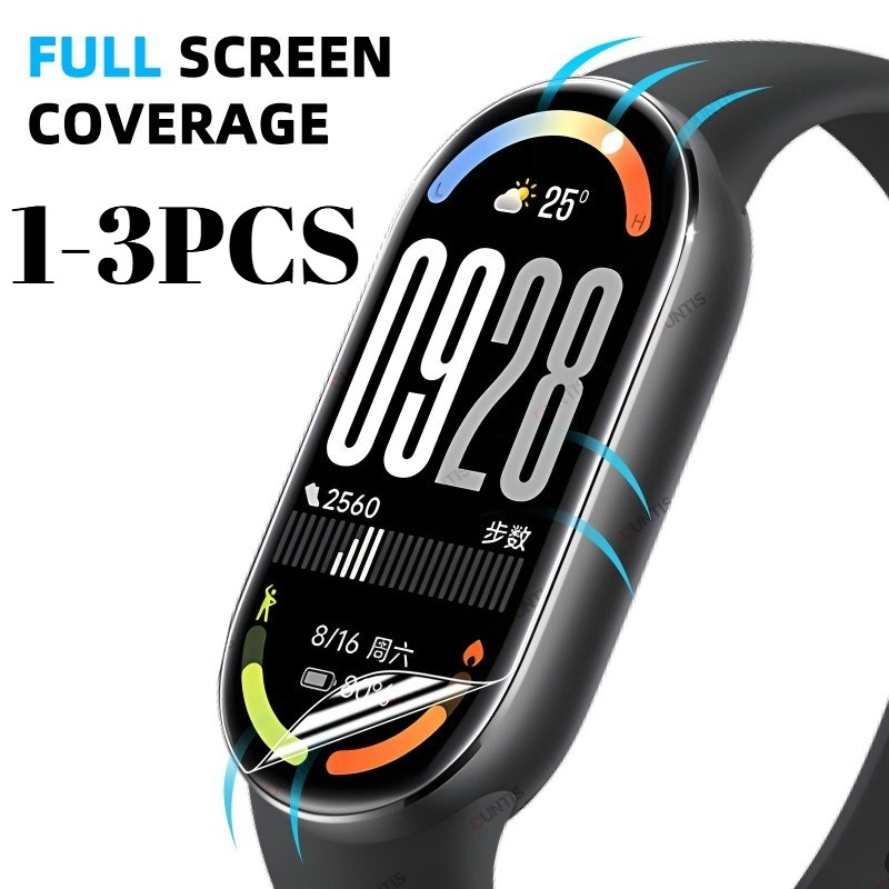 1-3 ชิ้นติดตั้งง่าย HD Clear Hydrogel ฟิล์มหน้าจอป้องกันฟิล์มสําหรับ Xiaomi Band 4 4c 5 6 7 8 9 10 11 Pro Active ระเบิดนาฬิกาป้องกันหน้าจอ