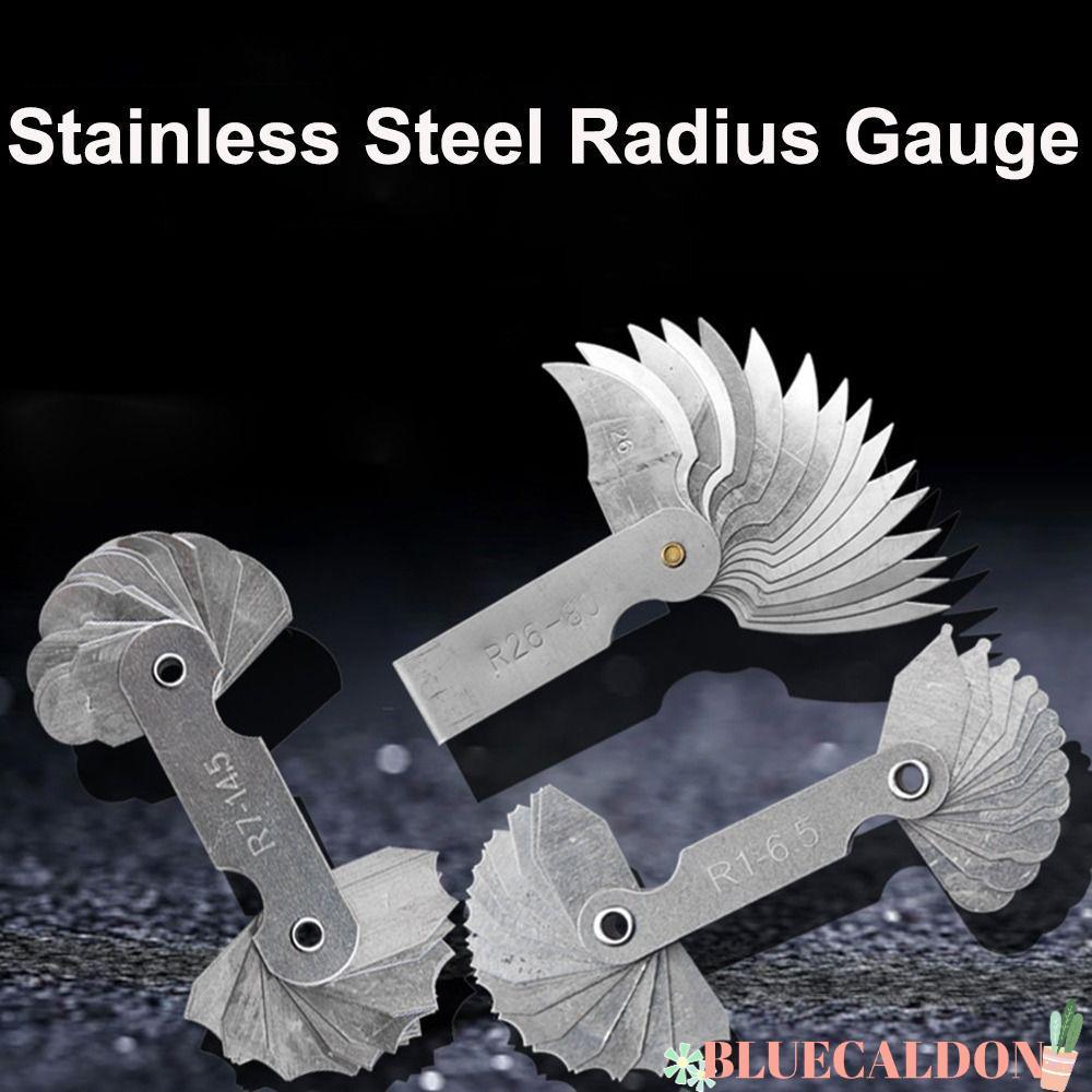 BLUECALDON 16 ชิ้น/เซ็ต Radius Gauge Radius Fillet Gauge วัด Gage สแตนเลสตัวอย่าง R Gauge
