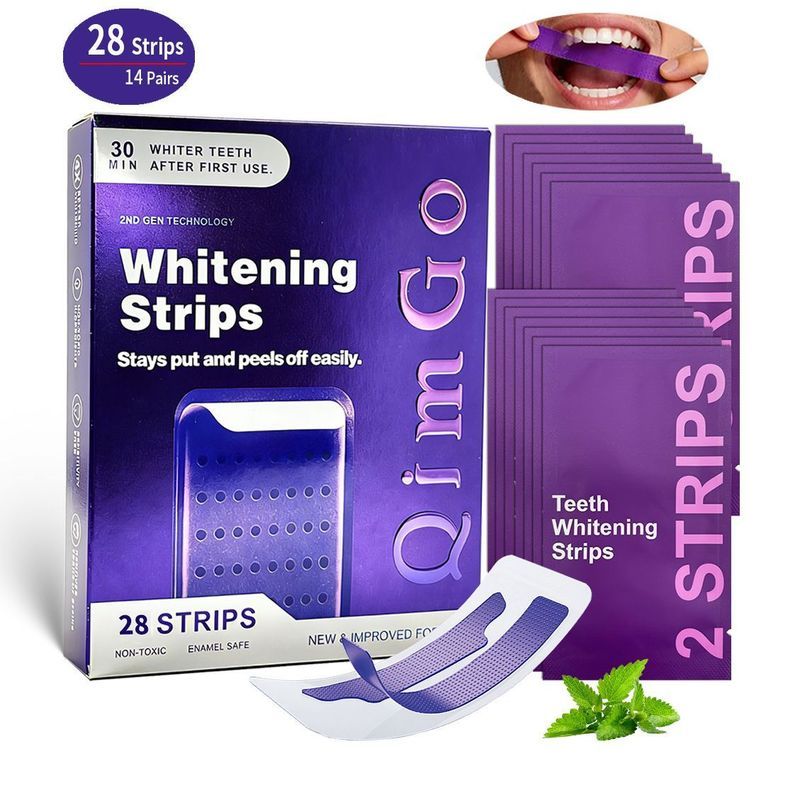 V34紫色牙贴 去黄美白清洁亮白Purple Whiteni' Ng Strips干贴Teeth Whitening 3D Whitening Tooth Paste, Yellow Brighten
