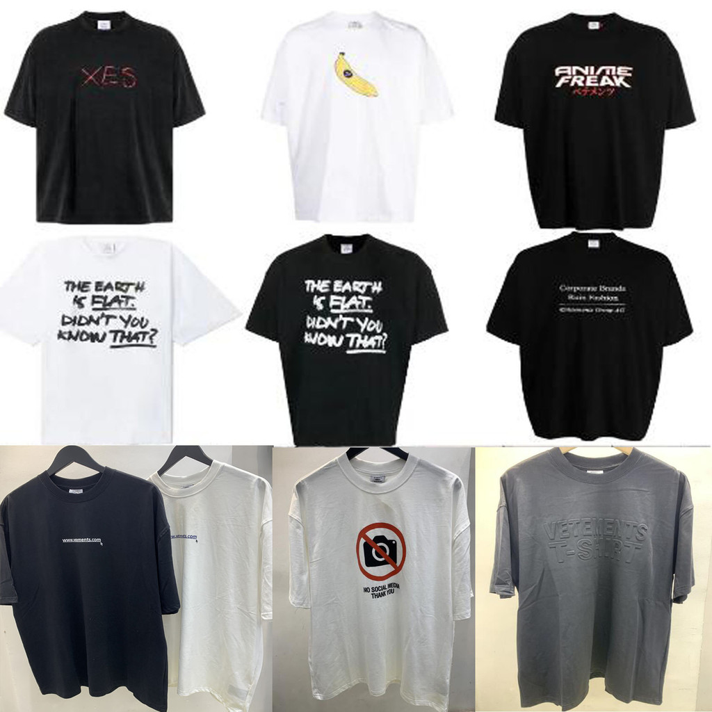 สไตล์ใหม่ VTM ผู้ชายผู้หญิงหลวมวางไหล่ All-Match Casual รอบคอครึ่งแขน High Street Retro พิมพ์เสื้อยื