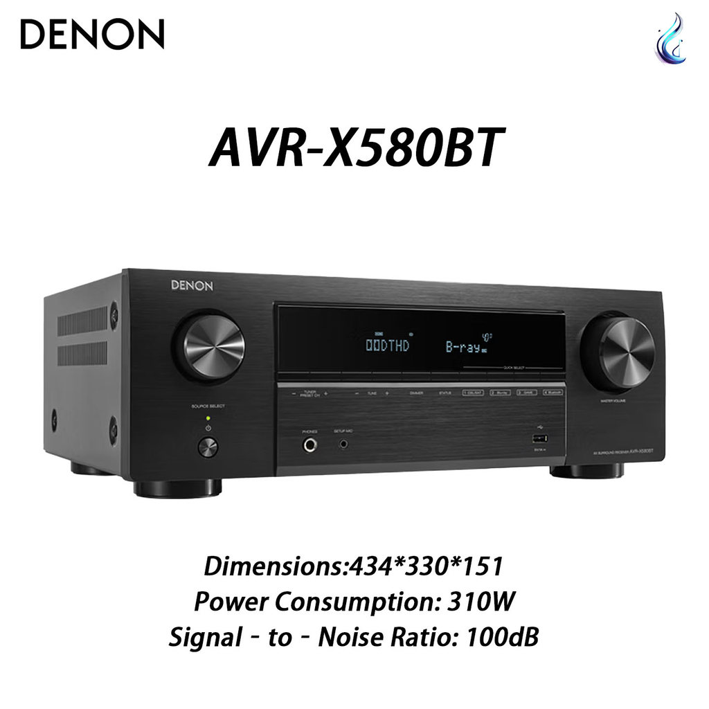 DENON AVR-X580BT ตัวรับสัญญาณ AV 5.2-Channel, รองรับเสียง 8K, Dolby & DTS, เพลง Lossless, USB, Bluet