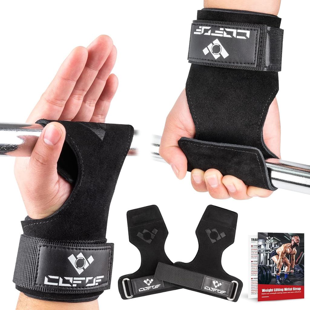 สายรัดข้อมือยกน้ําหนักหนังสองชั้นสําหรับ Deadlift Powerlifting | สายรัดยิมพร้อมเบาะ Neoprene แบบปรับ