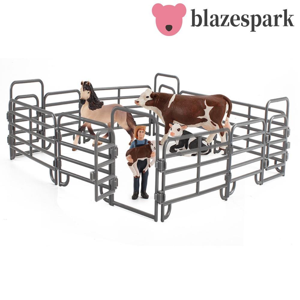 BLAZESPARK จําลองฟาร์ม Ranch DIY รั้ว, อุปกรณ์รั้วฟาร์ม DIY จําลองรั้ว Ranch, รุ่นพลาสติก Miniature 