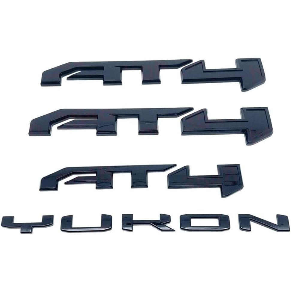 4 PC ด้านหลัง AT4 Yukon Emblems ตัวอักษร 3D Badge ป้ายชื่อสําหรับ 2021-2024 Yukon Yukon XL (สีดํามัน