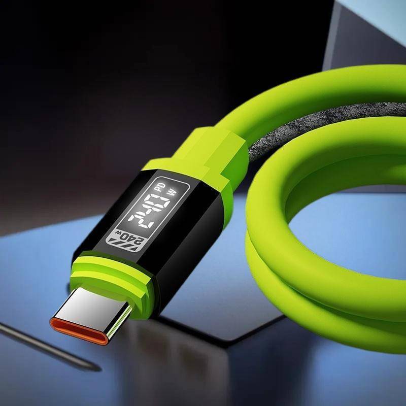 PUCOOL 240W 1.5m USB Type-C ถึง Type-C สายชาร์จเร็วพร้อมจอแสดงผลพลังงานแบบเรียลไทม์สําหรับอุปกรณ์มือถือนักเรียนธุรกิจ TH