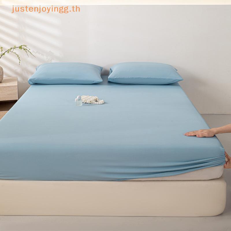 { JJTH } สีเทาอ่อน Brushed Twill ติดตั้งที่นอน Soft Breathable Anti-Stain Bed Protector Cover สําหรั