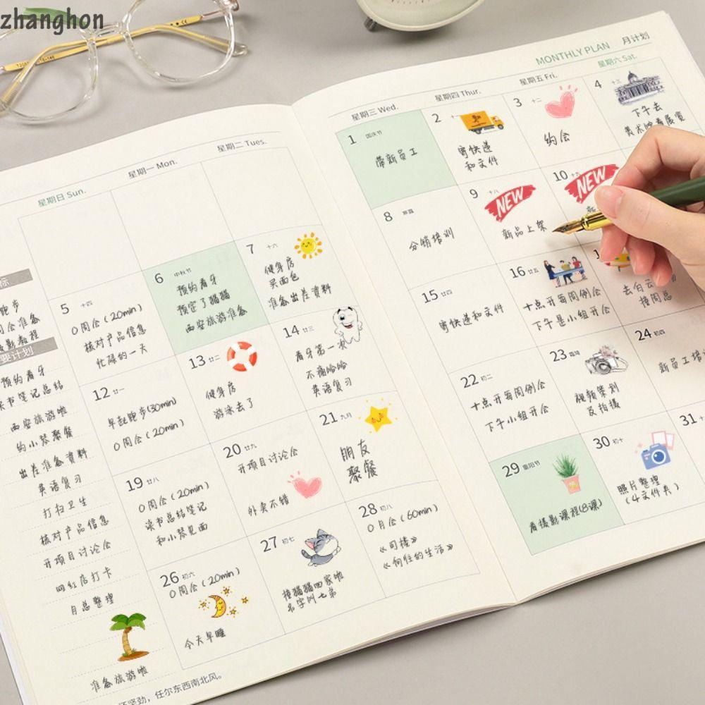 ZHANGHONG 2026 Schedules Notebook, ประสิทธิภาพการทํางาน A4 A5 Planner Notebook, Portable Life Check-