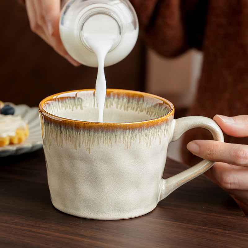 400ml Ceramic Cup Beige Mug Ceramic Milk Cup Unique Coffee Cup Valentine's Day Gift