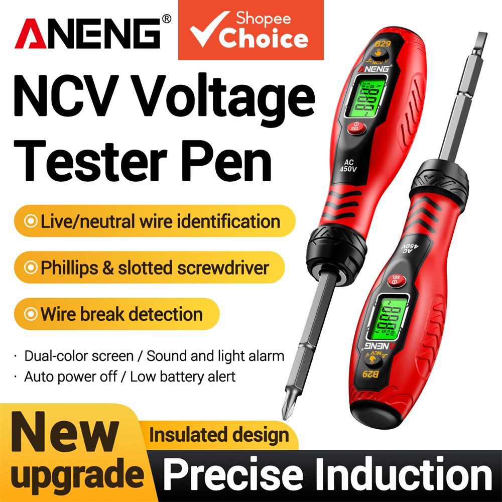 ปากกาทดสอบแรงดันไฟฟ้า ANENG ปลายไขควงคู่ B29 แบบพกพาอัจฉริยะ 30~1000V ไม่สัมผัส ดิจิตอล สําหรับซ่อมแซม