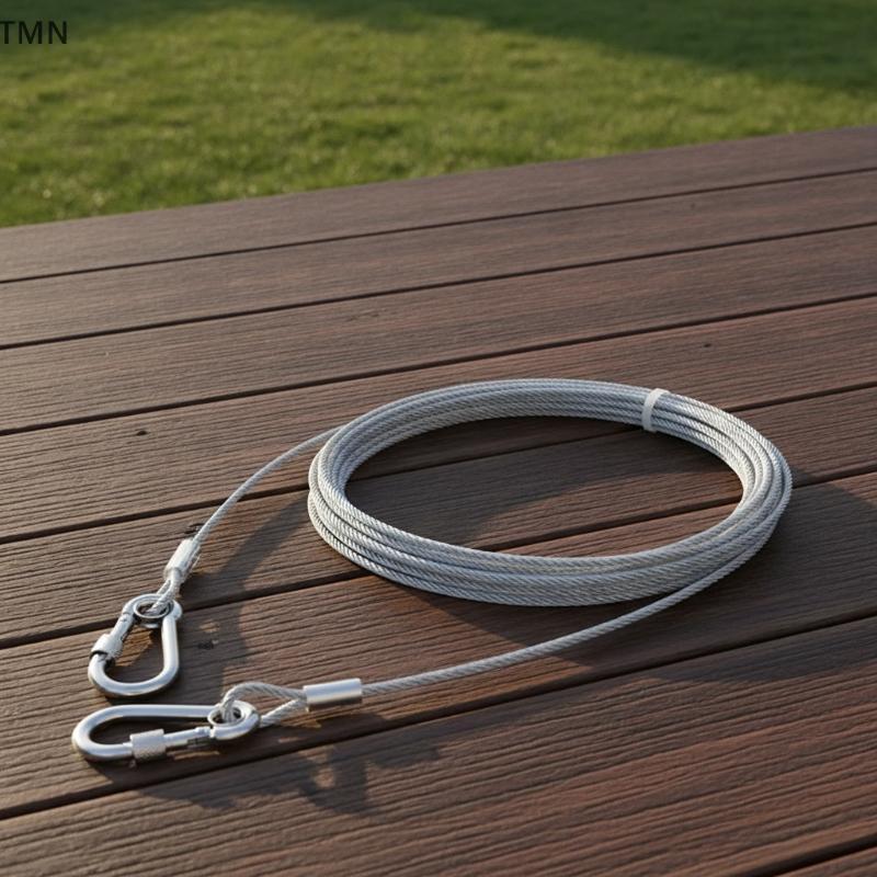 [TMN] 2 ชิ้น Double-headed Dog Tie Out Cable Tangle ฟรีสายจูงสัตว์เลี้ยงเหล็กยาวพร้อม Bule โลหะสําหร