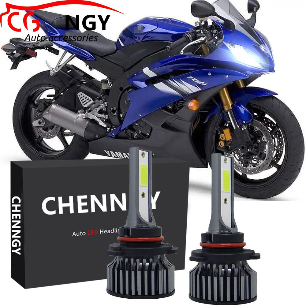 สําหรับ Yamaha YZF-R6 2003-2015 YZF-R1 2006-2016 - 2x LED ไฟหน้าหลอดไฟ TE สีขาว 6000K 12V ชุดแปลง