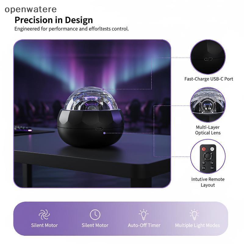 Openwatere Aurora Galaxy Projector สําหรับห้องนอนพร้อมเอฟเฟกต์ดาวสีสันสดใส VVV