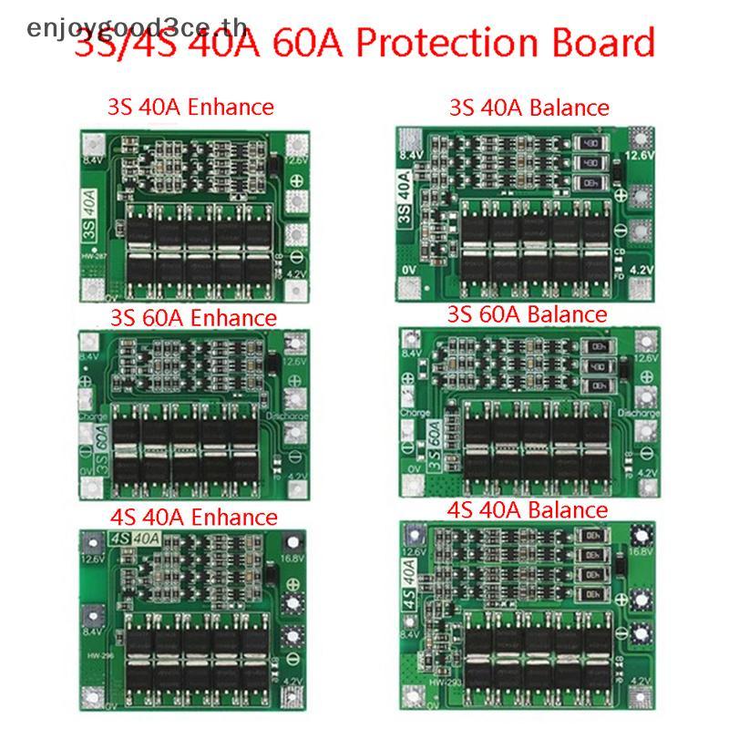 L&Z 3S 4S 40A 60A Li-ion Charger Protection Board 18650 BMS สําหรับมอเตอร์เจาะ 11.1V 12.6V/14.8V 16.
