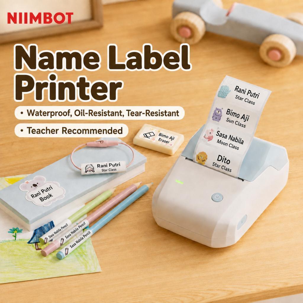 NIIMBOT B1 Bluetooth Thermal Label Printer ชื่อสติ๊กเกอร์, Barcode & Price Tag Maker for School, Hom