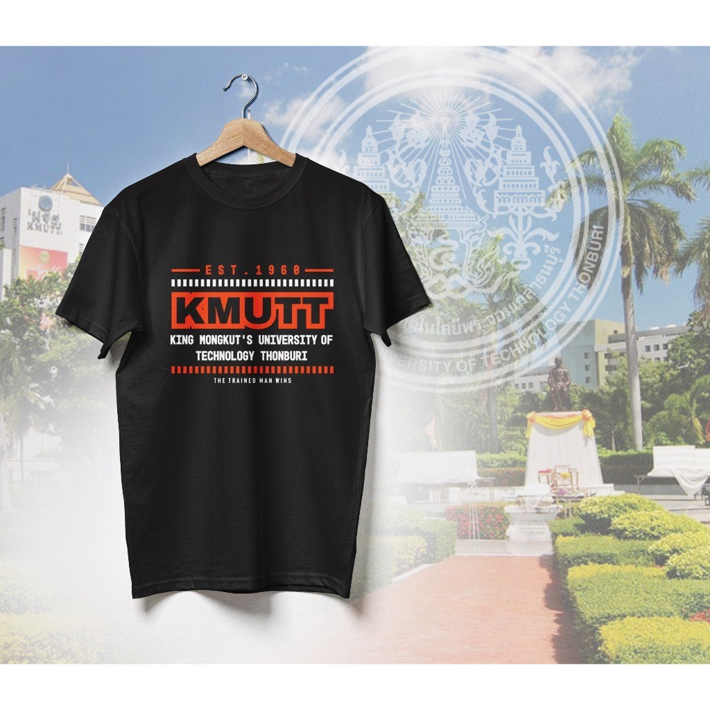 เสื้อยืดพิมพ์ลายกราฟิก KMUTT ทำจากผ้าฝ้ายแท้ คอกลม แขนสั้น ใส่ได้ทั้งชายและหญิง มีไซส์ S-5XL