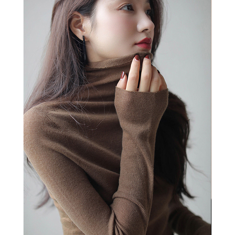 Klein สีฟ้าคอเต่า Bottoming เสื้อกันหนาวฤดูใบไม้ร่วงฤดูหนาวไวท์เทนนิ่ง Western สไตล์ด้านในถักเสื้อกั