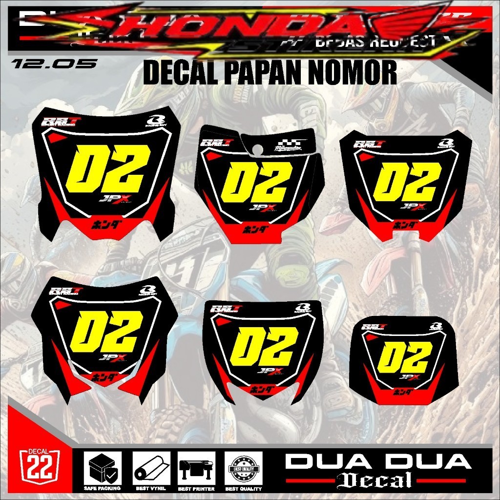 สติ๊กเกอร์แผ่นหมายเลขสติ๊กเกอร์ rbt crf150l,ktm 85,yz เก่า,yz ใหม่, RMZ, crf 250, crf450 หมายเลขขอฟร