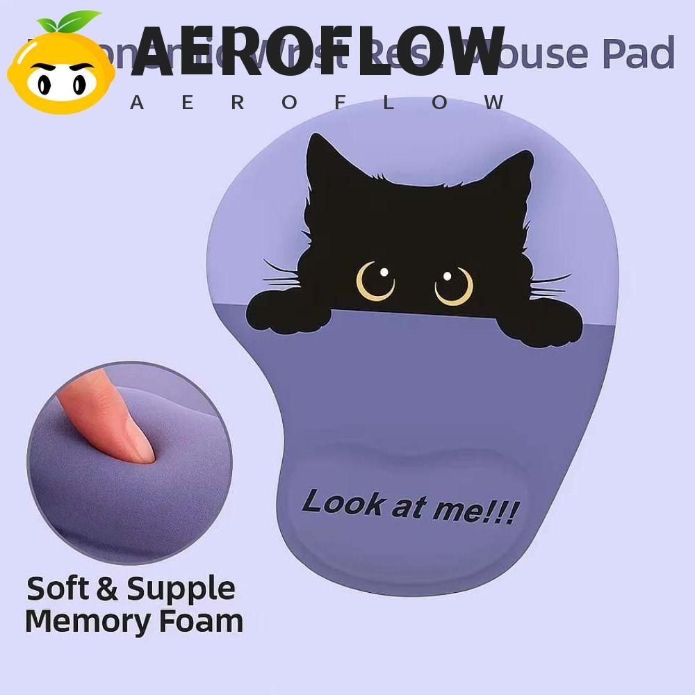 AEROFLOW แผ่นรองเมาส์สัตว์, แผ่นรองเมาส์แมวกันลื่นการ์ตูนน่ารัก, อุปกรณ์ต่อพ่วงคอมพิวเตอร์แผ่นรองโต๊ะตามหลักสรีรศาสตร์สบายข้อมือแผ่นรองรับเกมใช