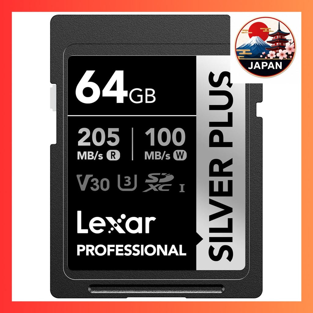 [Directly from Japan]Lexar Professional SILVER PLUS SDXC UHS-I 64GB SD Card V30 for 4K Video Recordi