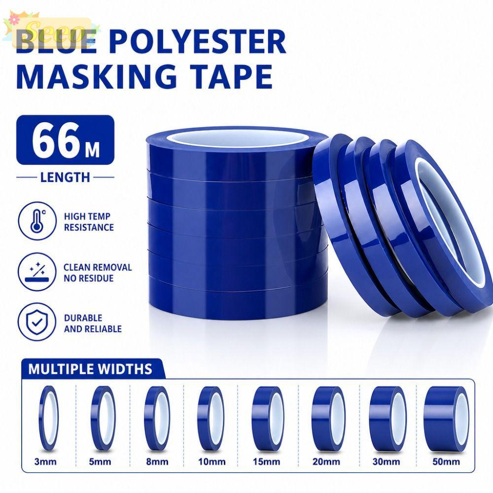 เทปเข้ารหัส เซโอ เทปทําเครื่องหมายสีน้ําเงิน 66 เมตรเทปไวท์บอร์ดกว้าง 3/5/8/10 มม.