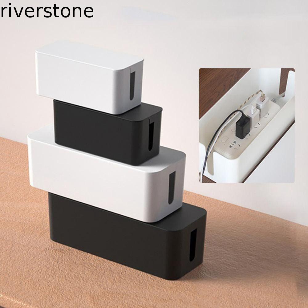 RIVERSTONE Wire Case Black Plastic Charger Socket Organizer Hidden Dust White Power Strip Case