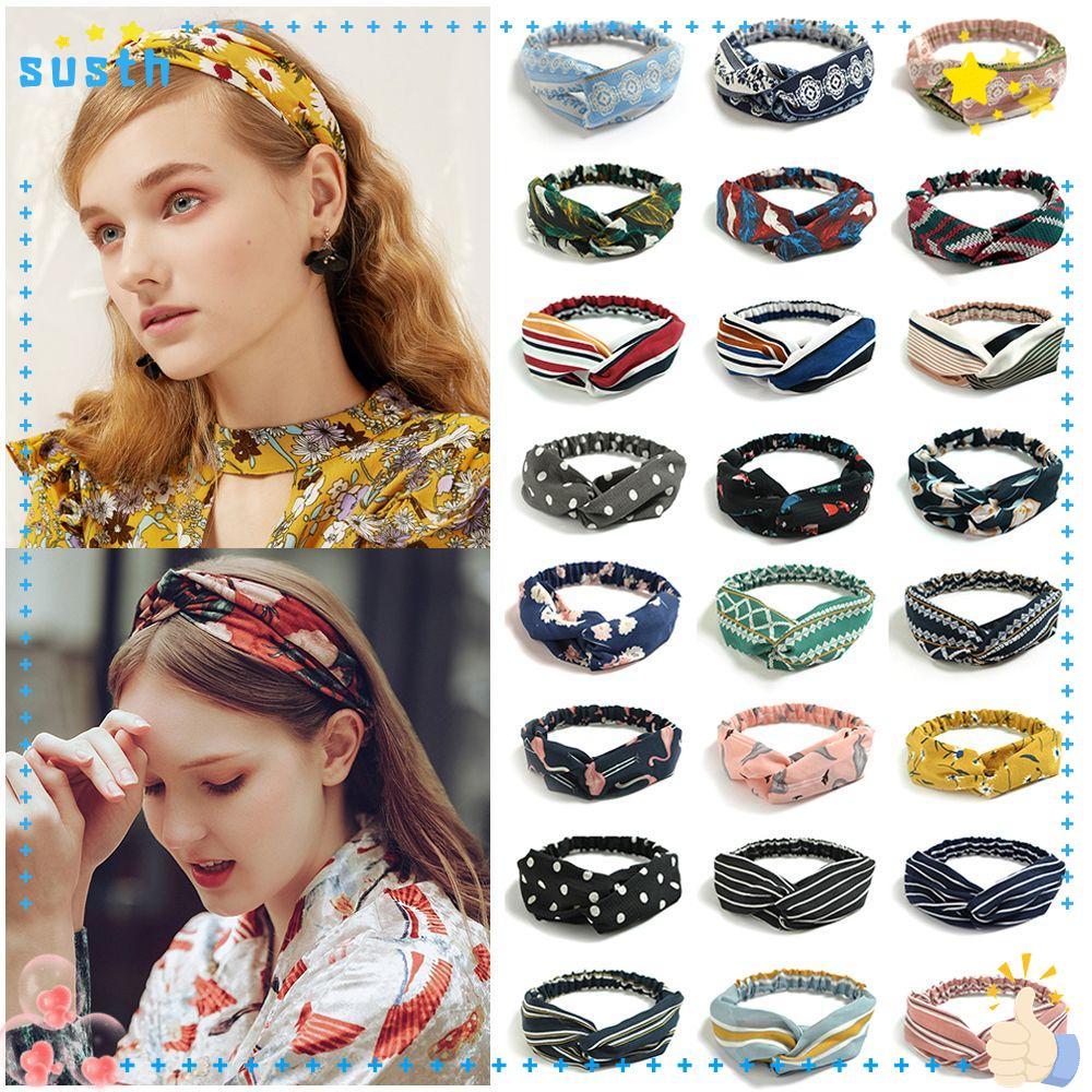 SUSTH Bohemian Hairbands Fashion Turban Cross Knot Girls Hair Bands