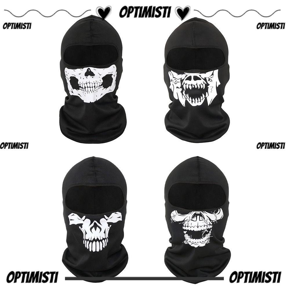 OPTIMISTI8E Full Face , Anti-UV จักรยานกันลมไหมพรม, Face Full Face Design Skull พิมพ์คออุ่นหัวคออุ่น