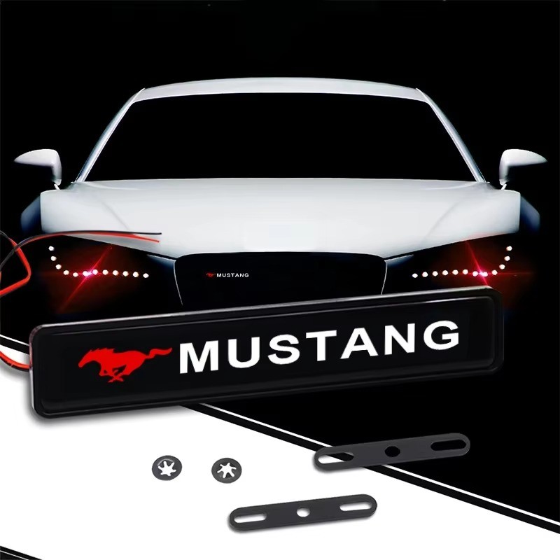 สําหรับ Ford Mustang Universal ขนาดใหญ่ Shelby GT ไฟตกแต่งรถยนต์ LED ด้านหน้า Grille Emblem Badge De