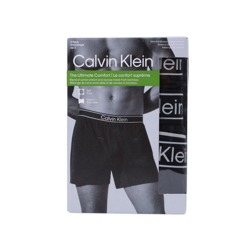 CALVIN KLEIN กางเกงบ๊อกเซอร์ผู้ชาย Viscose Cotton Blend ทรง Boxer แพ็ค 3 ชิ้น รุ่น NP2840O UB1-สีดำ รูปที่ 2