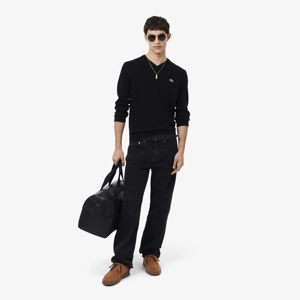 LACOSTE حزام جلد رجالي Monogram ‏RC4093 — أسود — صورة 5