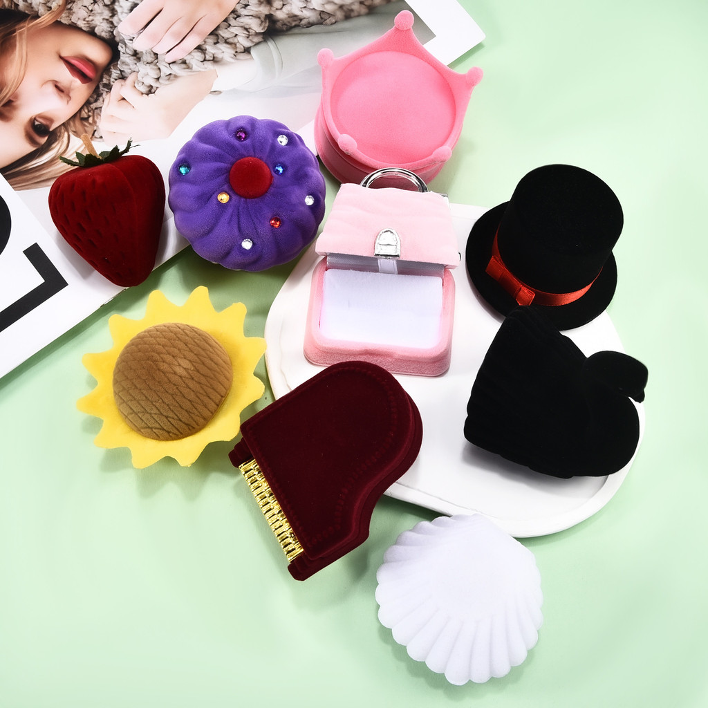 START-UP 37 หลายสเปคการ์ตูนน่ารักกำมะหยี่กล่องกล่องเครื่องประดับแหวนแต่งงานกล่องสร้อยข้อมื