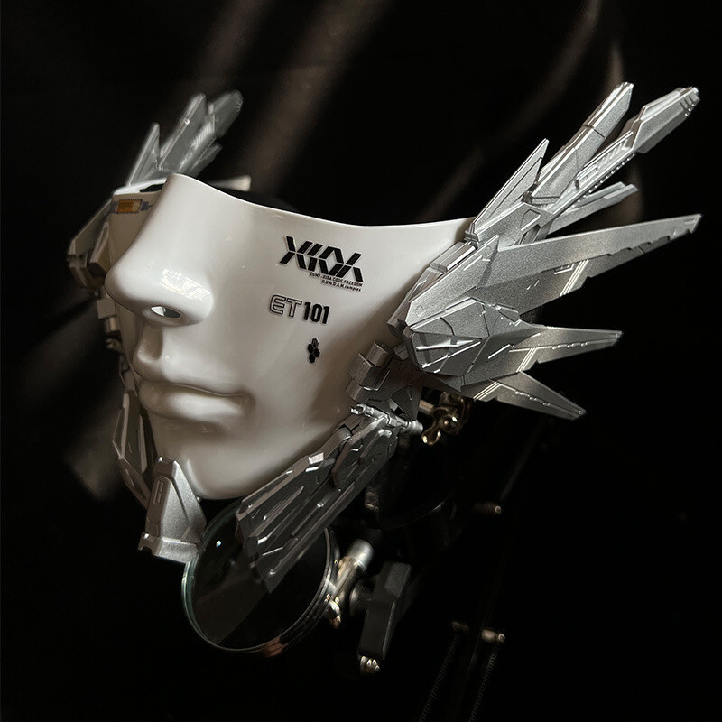 HOT DEALCyberpunk Mechanical Girl Mask Half Face Ascension cos Full Face ผู้ใหญ่ Unisex อารมณ์ลึกลับ
