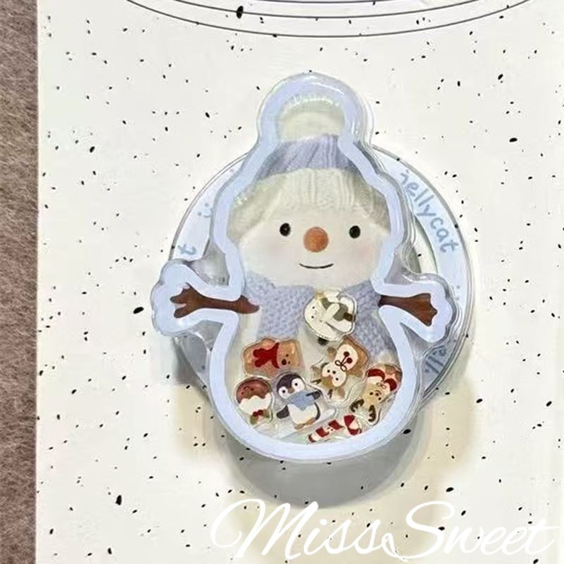 วงเล็บเคสโทรศัพท์ เหมาะสําหรับเคสโทรศัพท์ทั้งหมด INS น่ารัก Kitty Cat Christmas Tree Little Puppy Snowman ดาวกาวถุงลมนิรภัยวงเล็บเหมาะสําหรับ Desktop Retract - รูปที่ 5