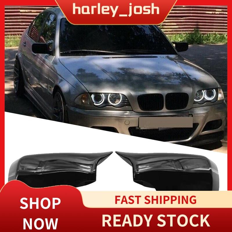 harley_josh Car Gloss สีดํา Ox Horn กระจกมองหลังด้านข้างสําหรับ 3 Series E46 1998-2005 5 Series E39 