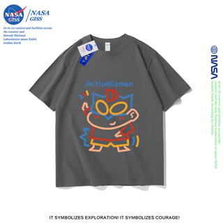 NASA เสื้อยืดชายหญิงแขนสั้น สตรีทฮิปฮอป summer เครยอนชินจัง พิมพ์ลาย คอตตอน คอกลม หลวมและระบายอากาศ
