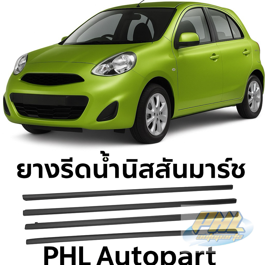 ยางรีดน้ำ Nissan March K13 ราคาเส้นละ ปี2008-2019 คิ้วรีดน้ำนอก Nissan march