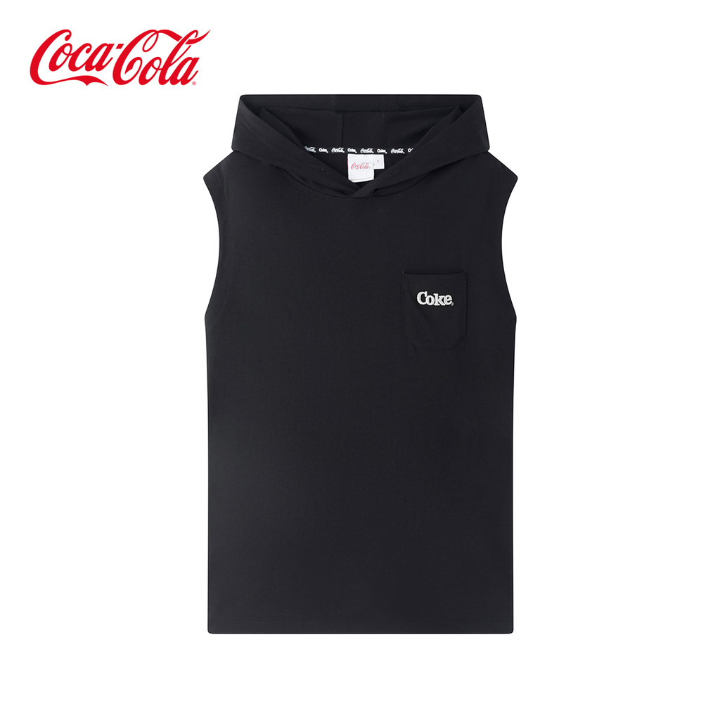 Coca-Cola Coca-Cola เสื้อยืดแขนกุดผู้ชายอย่างเป็นทางการอินเทรนด์Street Casualผ้าฝ้ายแท้เสื้อกีฬา
